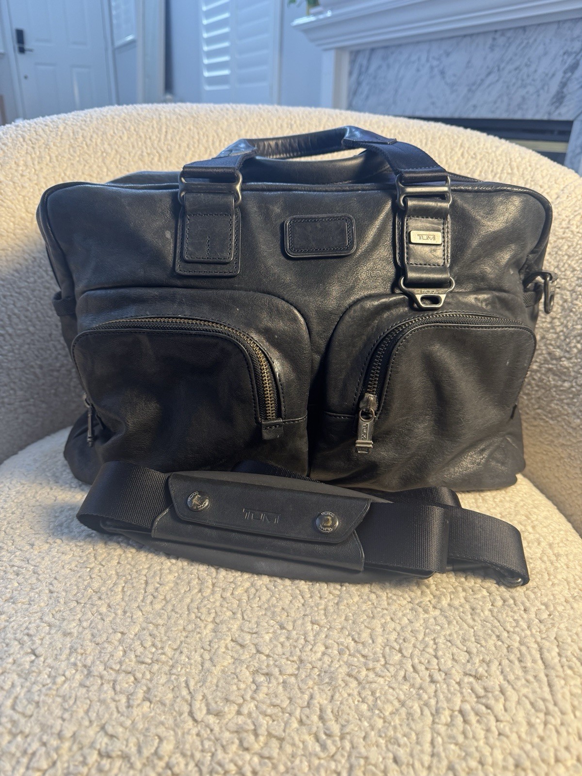 Tumi “Everett” Essential Tote – Black Distressed … - image 1