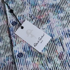 Robert Graham Button-Up Shirt Mens Small Artwork Vibrant Multicolor Flip Cuff LS