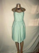 J CREW AQUA EYELET HALTER STYLE COTTON DRESS SIZE 12