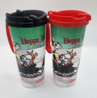 Vintage Whirled DrinkWorks Disney Christmas Travel Mug Set 2pc 16 oz Lid Handle