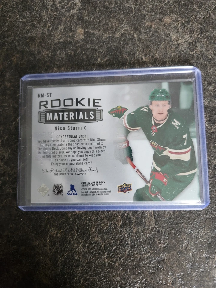 2019-20 Upper Deck Series 2 Rookie Materials Nico Sturm Card# RM-ST - Image 2 of 2