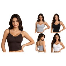 US Women Vest Tank Camisole Mini Tank Top Party Cami Spaghetti Straps Lace Trim