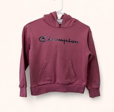 Girls Medium Size 10/12 Champion Pomegranate Script Logo Pullover Hoodie