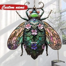 Scarabeo botanico acrilico prendisole finta finestra da appendere, delizioso regalo floreale per