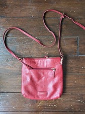 Fiorelli Red Pebbled Leather Crossbody Bag Adjustable Strap Pockets Charm