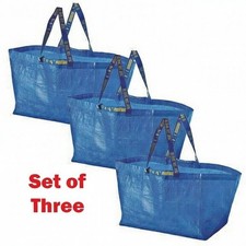 IKEA Shopping Bag Blue Large Size Sturdy Laundry Grocery Durable Frakta - 3 Pack