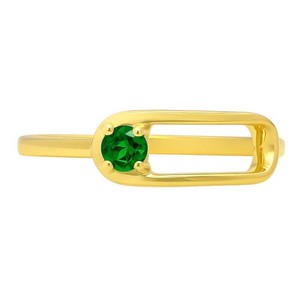 Authentic Rectangle Frame Gemstone Ring – Sleek Modern 18K Gold Plated Stackable TGR1060