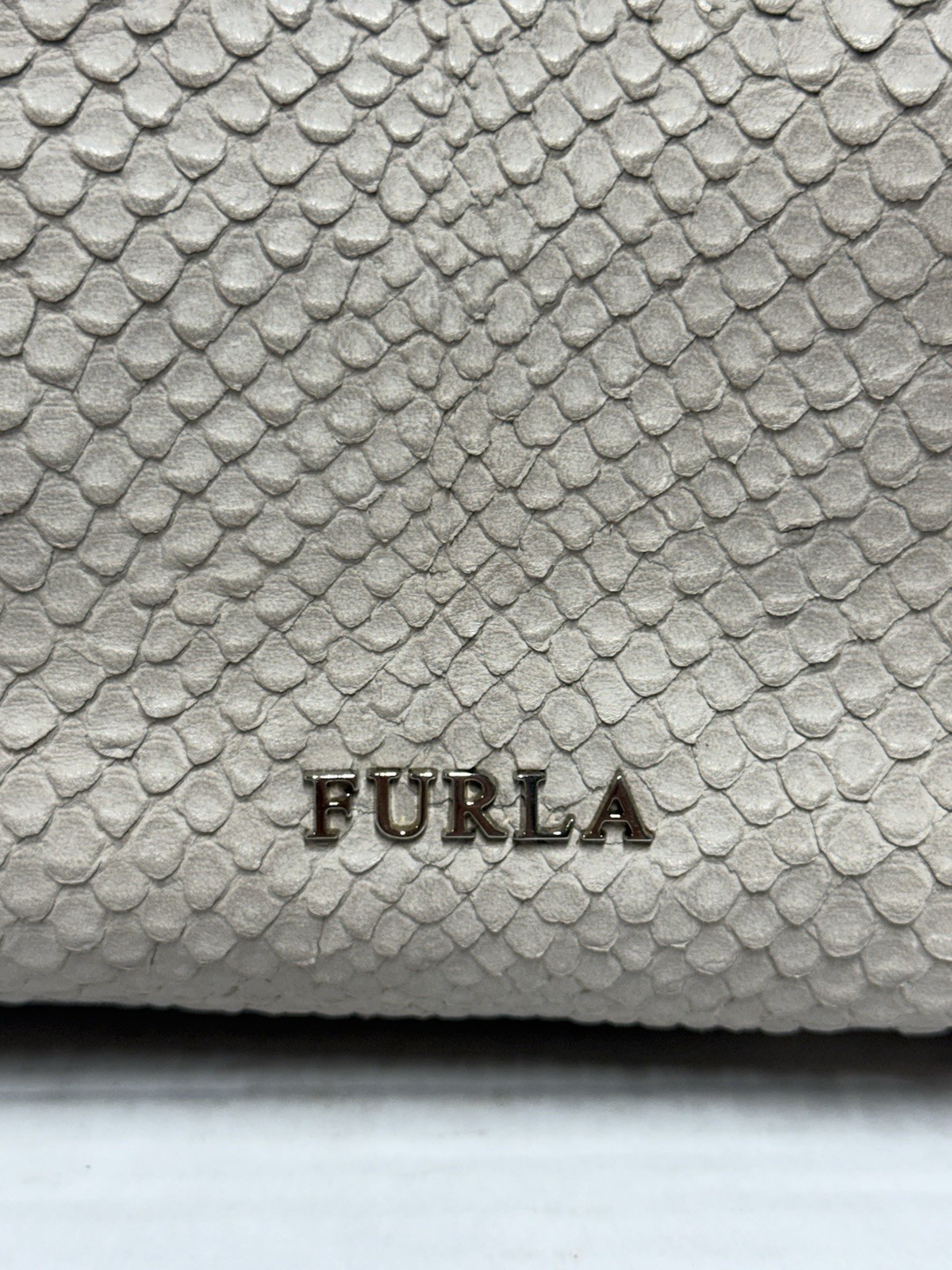 Furla Beige Python Embossed Leather Hobo Shoulder… - image 3