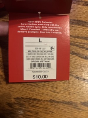 NWT Wondershop Size Lg Multi Color Check Plaid