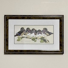 Vintage The Bachelors Ducks Litho Print Plate Signed Art LaMay Framed & Glazed