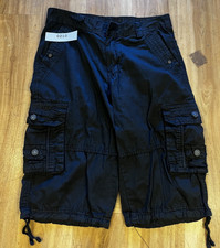 Vintage Y2K Grunge Skate Cargo Capri Men's Pants Black No Tags See Pics