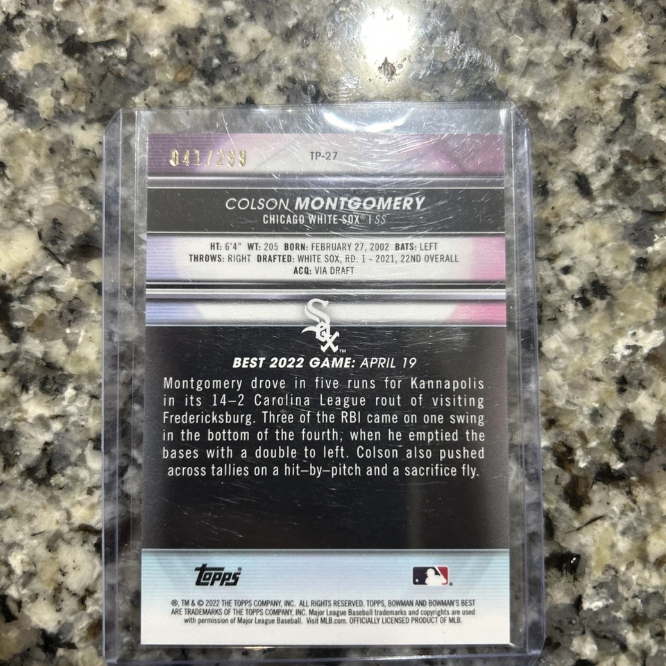 2022 Bowmans Best-Colson Montgomery Mini Diamond Refractor /299 White Sox - Image 2 of 2