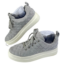 J/Slides Women's Size 8M Gray Quilted Sneaker Platform Comfy Casual Urban Chunky