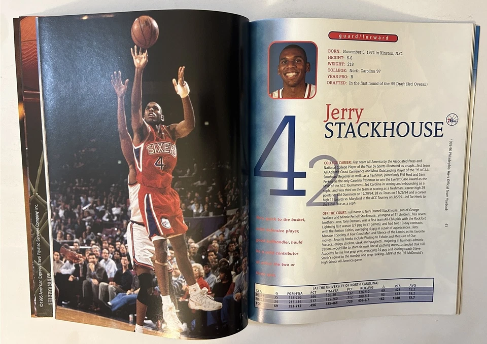 Anuario Philadelphia 76ers 1995 96 Jerry Stackhouse Rex Walters Derrick Coleman Foto 2 de 2