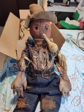 PRIMITIVE SITTING SCARECROW HANDMADE BY OLD FARMHOUSE PRIMITIVES