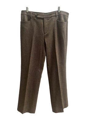 Ralph Lauren Adelle wool cashmere tweed trousers tan/ brown womens size 14