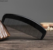 Natural Genuine Black Buffalo Horn Comb Hair Brush Fine Toothed Massage Comb
