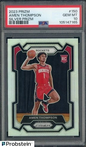 2023 Panini Silver Prizm #150 Amen Thompson Houston Rockets RC Rookie PSA 10