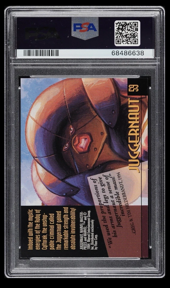 Marvel Masterpieces Juggernaut 1994 lámina de oro firmas #59 PSA 9 como nuevo Foto 2 de 2