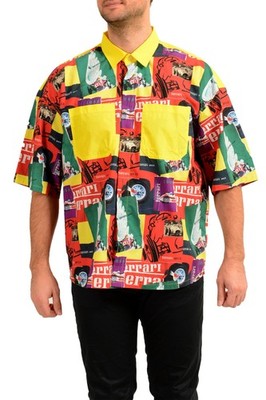 Scuderia Ferrari Men's Fluid Printed Multi-Color Short Sleeve Shirt US M IT 50