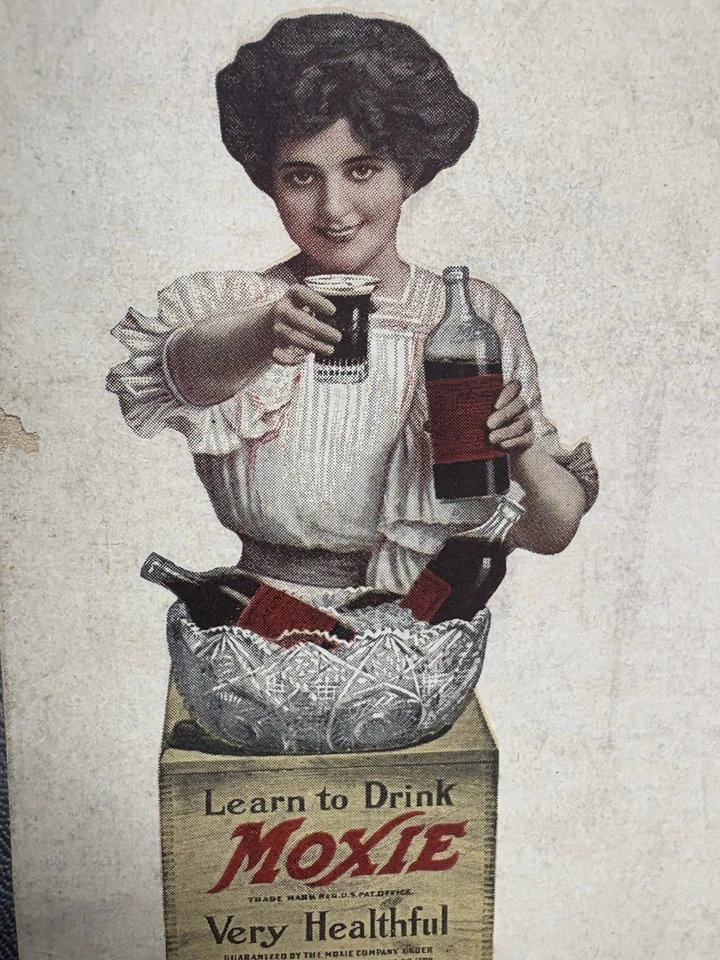 Tarjeta postal MOXIE publicitaria de refrescos de la década de 1920 Foto 4 de 4