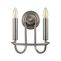 Wandlampe Modern Metall H: 27 Cm Nickel GebüRstet E14 2-Flammig Wandleuchte