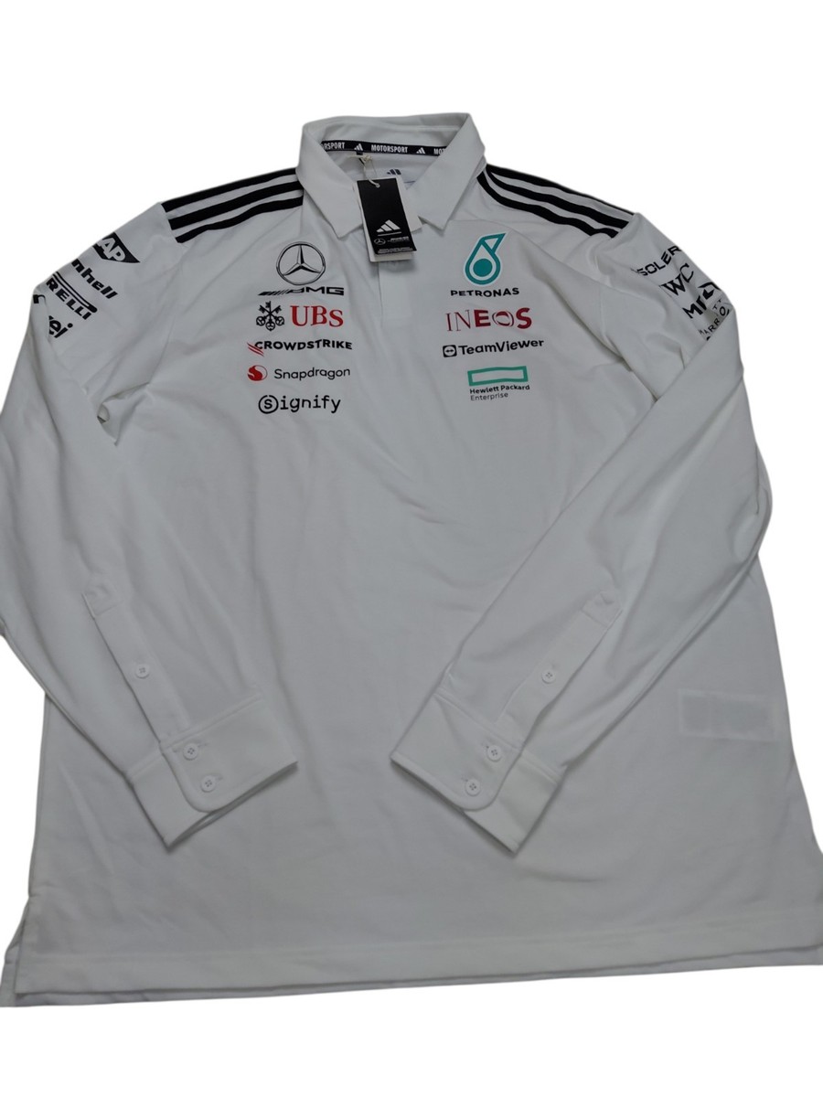 Adidas Long Sleeve F1 Team Kit Shirt White 2025 Mercedes AMG