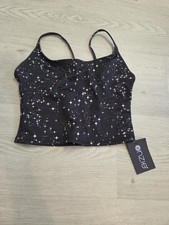 Onzie Camisole Top Is A Black Cropped Style with Celestial Star Print Size S New