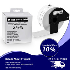 2Rolls 1.4" x 3.5" Large Address White Labels DK-1208 Fit for Brother QL-1050