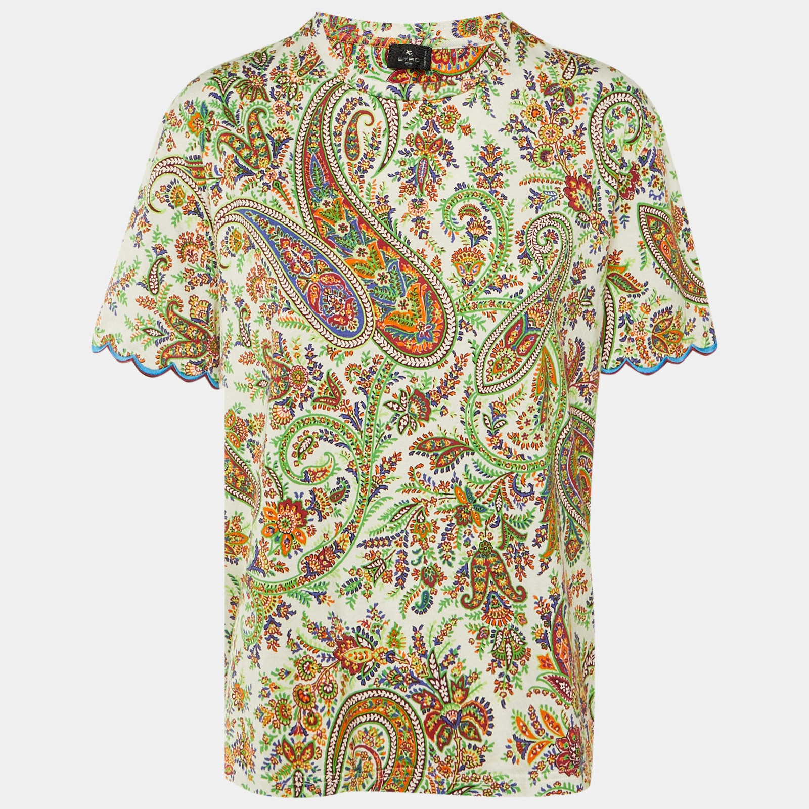 Etro Cream Paisley Print Cotton Crew Neck TShirt M