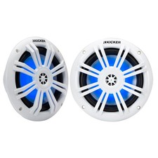 Kicker 49KM604WL KM 6.5" 4  Blue LED Marine Coaxial Speakers - Pair
