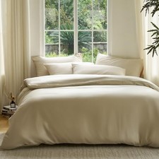 DOZ Duvet Cover Set, 100 Viscose derived from Bamboo, Twin/Twin XL Sand