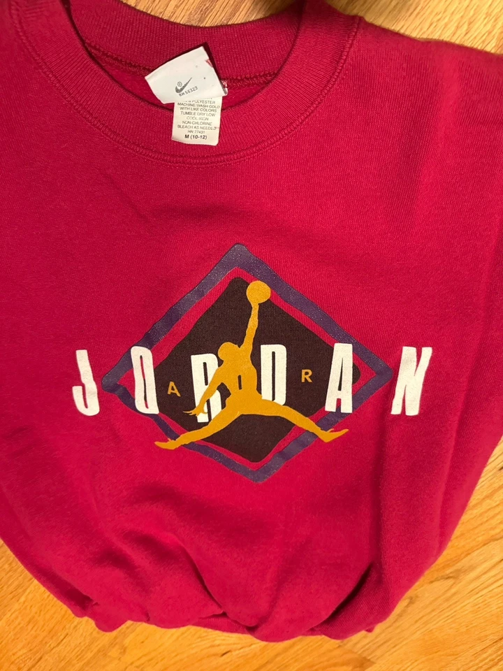 Moletom vintage Nike Air Jordan marrom roxo branco gola redonda infantil MÉDIO - Imagem 3 de 4