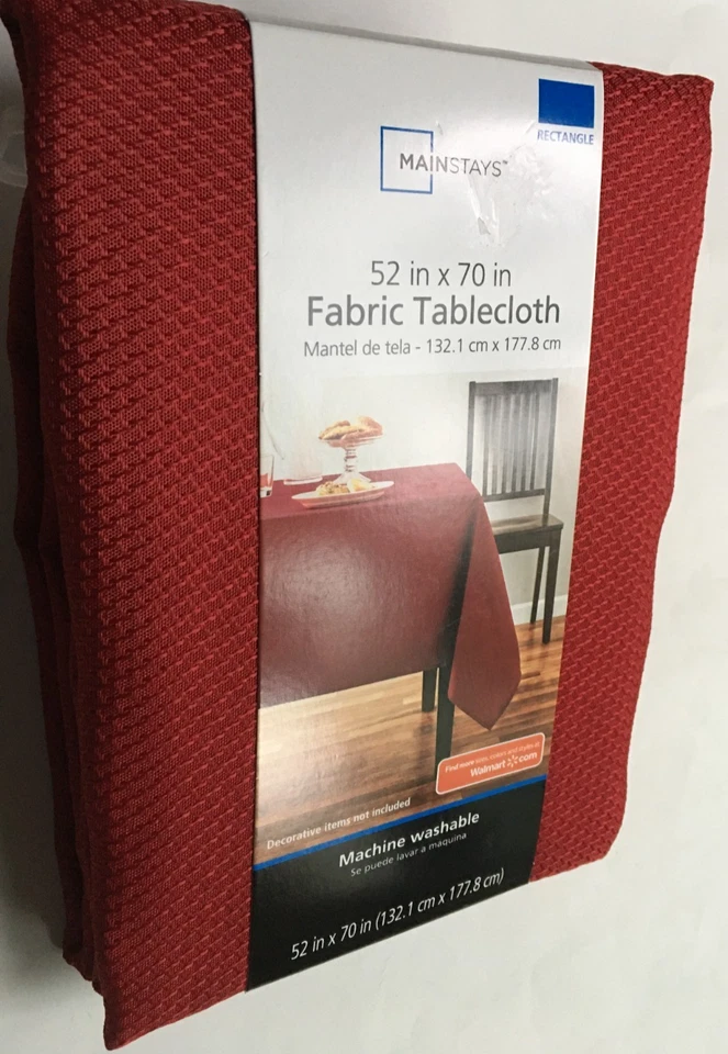 52x70 Rectangle Christmas Holiday Red Fabric Tablecloth 100% Polyester Mainstays - Image 4 of 4