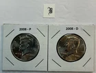 2008 P & D UNC Clad Kennedy Half Dollar Set in CB Flips -Free Shipping - B3
