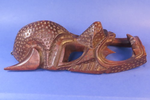 Vintage Pair of Hand Carved Wood Devil Demon Dragon 10" Tribal Masks - Picture 10 of 22