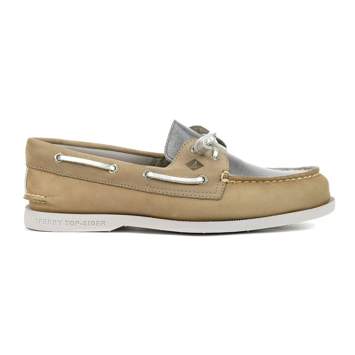 Sperry Women s Authentic Original Vida Plushwave Silver Metallic Boat Shoes S