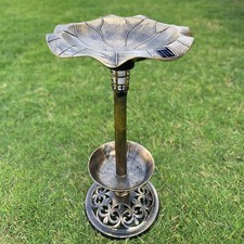 Solar Lighted Bird Bath for Yard and Garden with Planter Bowl - Antique Bronze