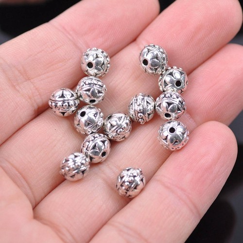 50 piezas cuentas de metal sueltas de plata tibetana cuentas espaciadoras 4~9 mm 50 estilos - Imagen 31 de 62