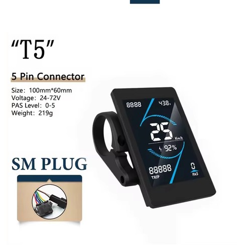E-Bike 24V-72V T5S LCD Display Colour Screen Power Speed Meter Control Panel - Picture 11 of 16