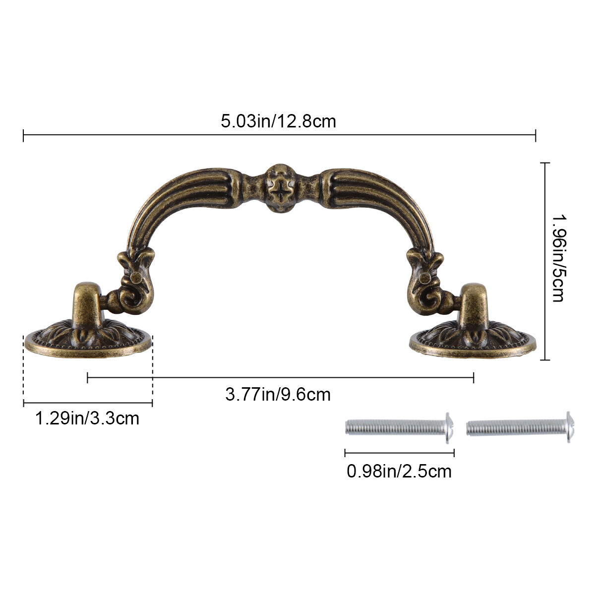 6PC Antique Bronze Vintage Drop Bail Dresser Drawer Pulls Cabinet Handles