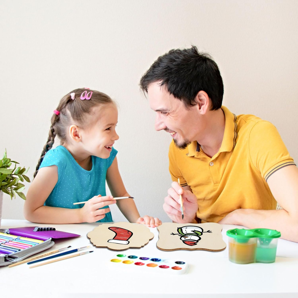 60 PCS Unfinished Wood Cutouts for Crafts Blank Irregular Wooden Slices