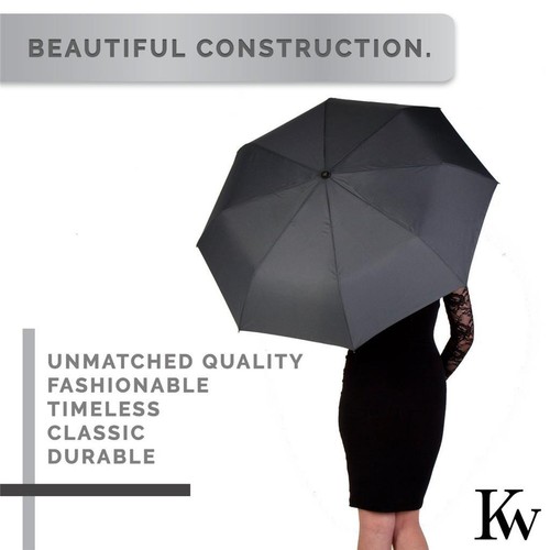 NEW Kentwood Windproof Umbrella Auto Open/Close Stylish Gray Design Women/Men - 第 2/12 張圖片