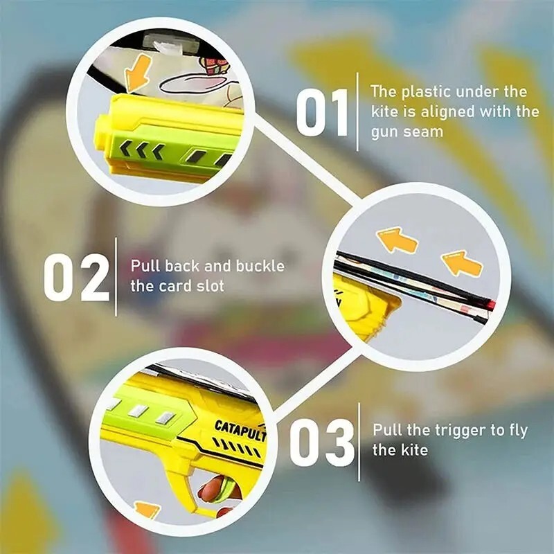 Kite Launcher Toy Kites For Children Kids With Catapult Gun Outdoors