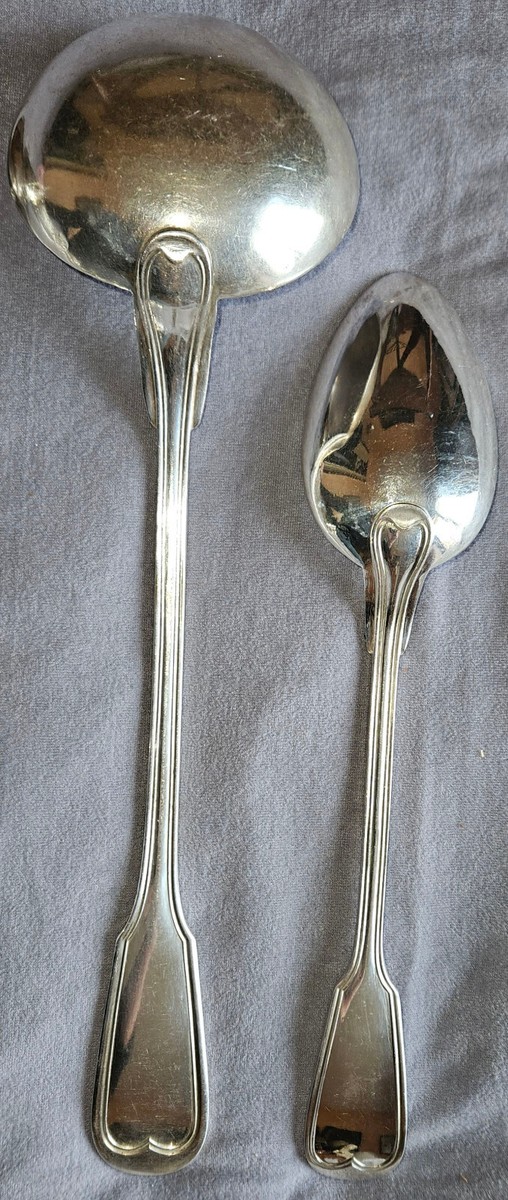 Ancienne Louche SFAM Orfèvrerie Metal Argenté 12G Décor Feuilles #B342