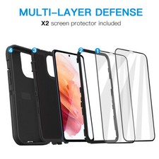 Case 2 PCS Screen Protector For Samsung Galaxy S21 Heavy Duty Shockproof Cover