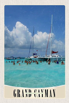 Holzschild 18x12 Grand Cayman Insel Amerika Yacht Wand Deko Bar Kneipe Sammler G