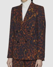 1685 Dries Van Noten Women Brown Leopard Blazer Suit Jacket Size FR 38 / US 6