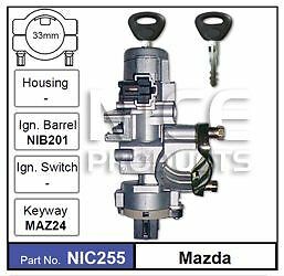 Nice NIC255 Ignition Lock Barrel & Switch for Ford Courier PE 1/1999-10/2002 - Picture 1 of 4