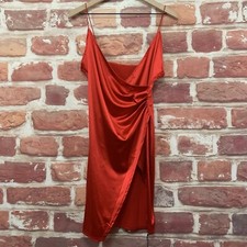 Zaful Dress Womens Size 4 Red Satin Split Side Leg Pullover Spaghetti Straps